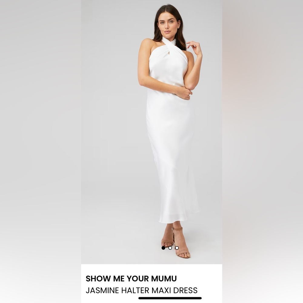 Show Me Your MuMu White Jasmine Halter Maxi Dress